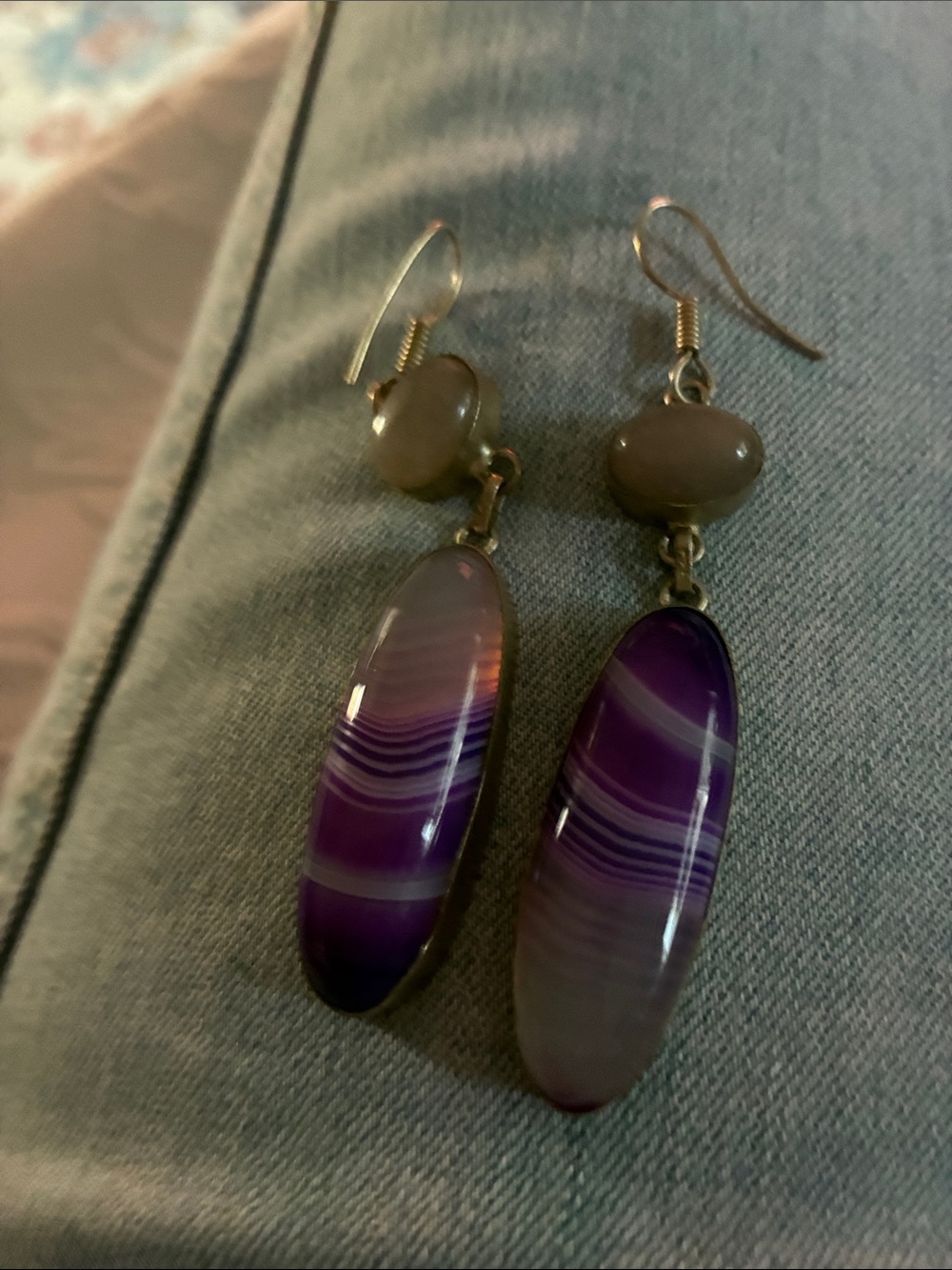 Handcrafted Purple Agate Drop Earrings - Women Jewelry